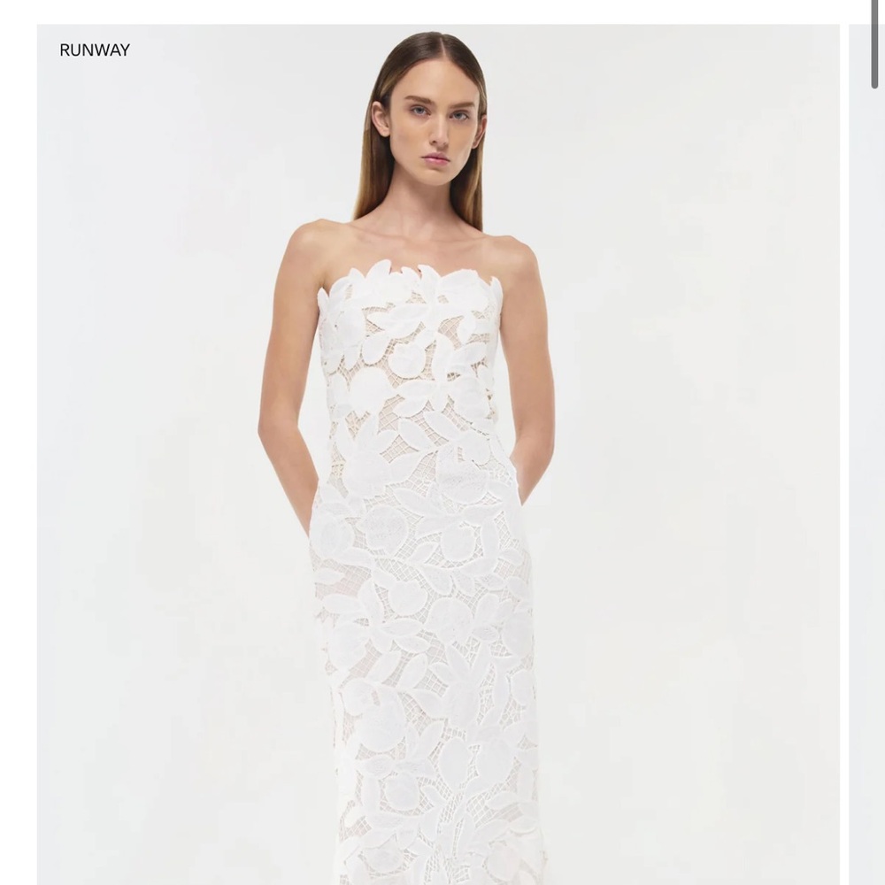 Jonathan Simkhai White Strapless Lace Maxi Dress
